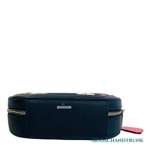 KATE SPADE Traveler Canteen Crossbody Bag Navy Blue Leather Multi Floral NWT - Picture 7 of 9